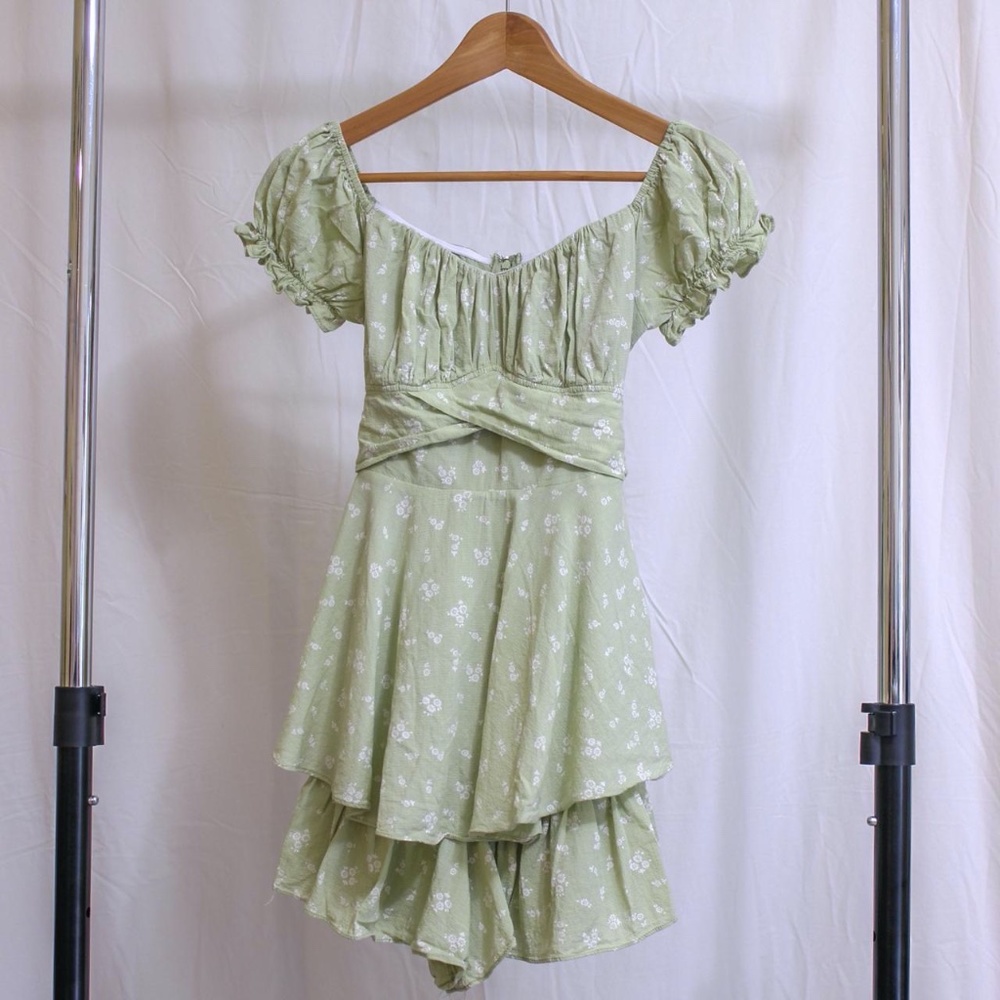 patterned green romper